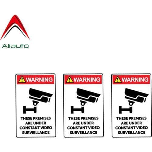 Aliauto 3 X Warning Car Sticker These Premises Are Under Constant Video Surveillance Decal Accessories PVC for Vw Audi,9cm*6cm