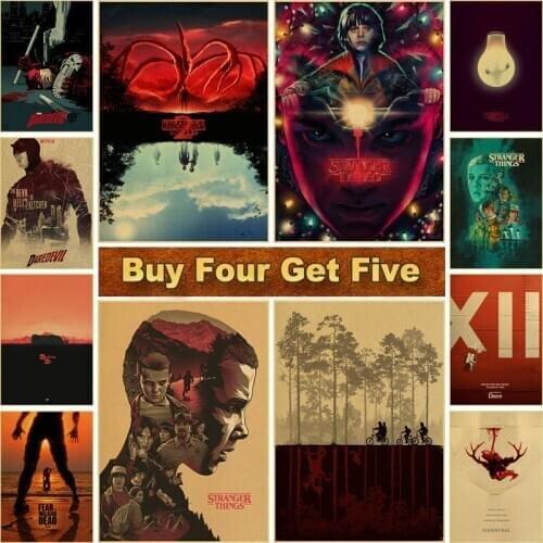 Various TV SHOW Vintage Posters Retro Stranger Things Painting Picture Kraft Paper Poster and Prints Room Bar Cafe Wall Decor