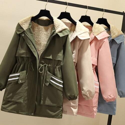 Plus size Women Windbreaker 2020 Autumn Winter New Cotton Parka Overcoat Hooded Plus Velvet Warm Trench Coats Chaqueta Mujer 4XL