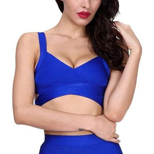 Spaghetti strap blue short 2020 womens high quality sexy wholesale rayon bandage top