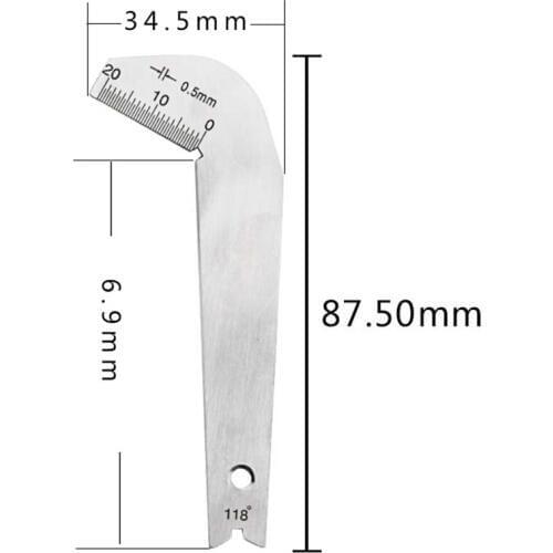 Stainless Steel Corner Front Edge Measuring 118 Degree Twist Drill Bits Angle Gauge Grinding Center Gauge Sharpening Tool