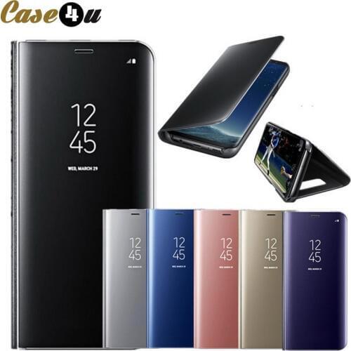 Smart Leather Flip Stand Mirror Case For Samsung Galaxy S8 S9 Plus S7 S6 Edge Note 8 Galaxy j5 j7 2017 EU Version Case 360 Cover