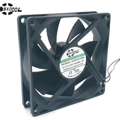 220v motor SXDOOL SXDE9225HB EC motor 92mm AC fan 110V 115V 220V 230V axial cooling cooler 6W 2800RPM 55.2CFM