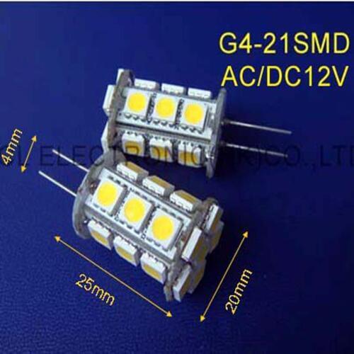 High quality 5050 3 chips 21PCS LED AC/DC12V G4 bulbs (free shipping 100pcs/lot)