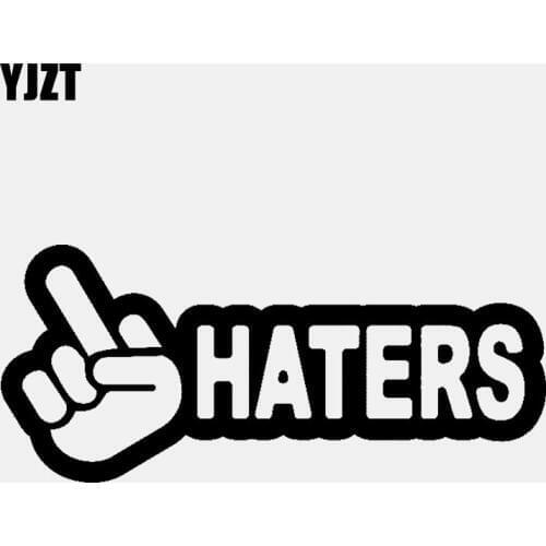 YJZT 13.3CM*5.8CM HATERS Middle Finger Funny Car Sticker Vinyl Decal Diesel Black/Silver C3-1051