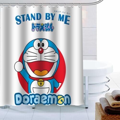 Cartoon Doraemon Shower Curtain 12 Hook Polyester Fabric 3D Printing Bathroom Curtain Waterproof Mildew Proof Bath Curtain Decor
