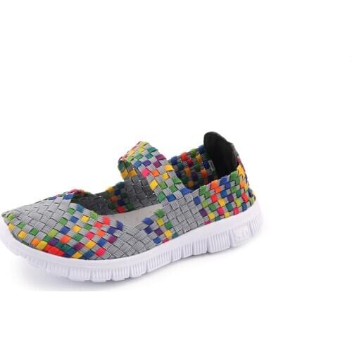 Handmade Womens Breathable Slip-On Walking Shoes Woven Stretch Mesh