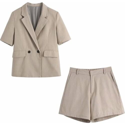 Nice Casual Women V Neck Double breasted Coat New Spring-autumn Vogue Ladies Commuter Series Coat Female Solid Color Suit