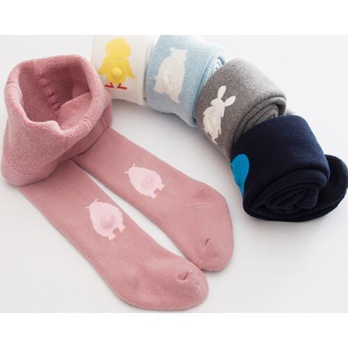 Baby Girl Winter Tights Infant Cotton pantyhose Kids Terry Stockings 3D Cartoon Thickens Knitted Children Warm Fashion