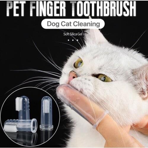 1-10Pcs Soft Pet Finger Toothbrush Silicone Finger Teddy Dog Brush Bad Breath Tartar Teeth Care Dog Cat Silica Gel Clean Supply