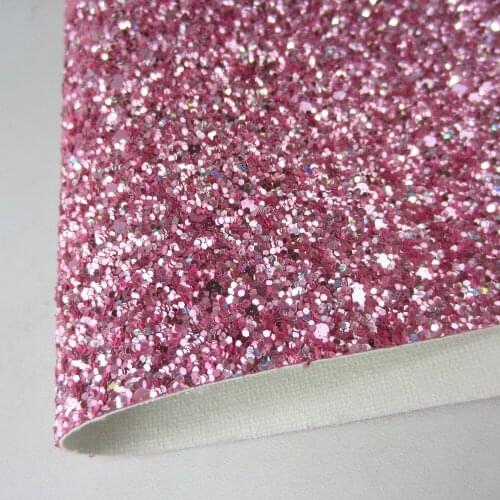 A4 Sheet 8"x11.8" Pink Chunky Glitter Fabric Leather For craft Sewing bows DIY 1pieces F0253