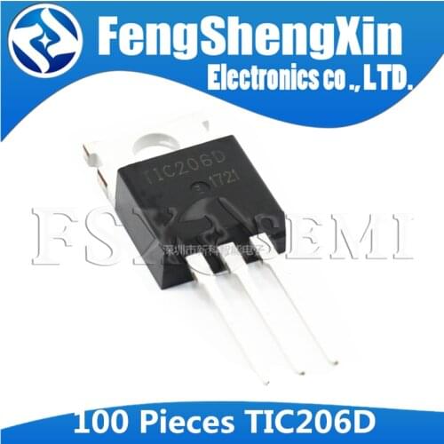 100PCS TIC206D TO-220 TIC206 TO220 400V 4A SILICON BIDIRECTIONAL TRIODE THYRISTOR