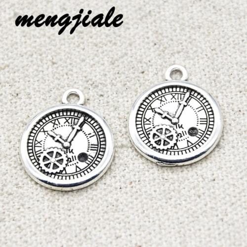 12pcs Clock charms Antique Tibetan silver Gear clock Charm Pendants 21x18mm