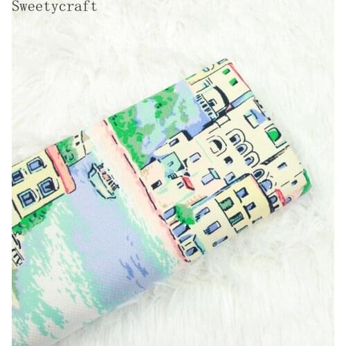 140x50cm Cat Eyes Cotton Fabric Green House Printed Cloth Sewing Sofa Cushions Pillow Bag Fabrics For Patchwork Needlework DIY