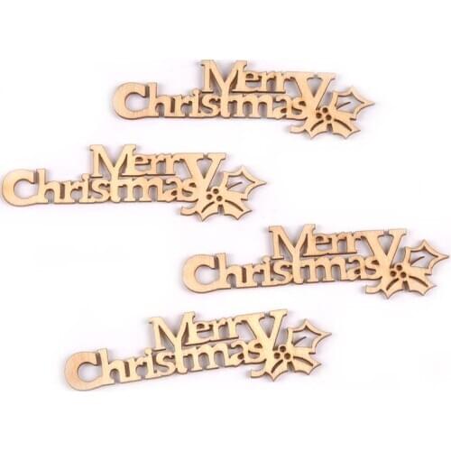 20Pcs Wood DIY Accessories Natural Wooden Letters "Merry Christmas" Crafts Embellishment For Home Christmas Decoration M1642
