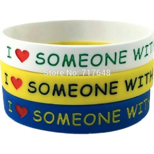 300pcs Medical alert I Love Someone with Autism wristband silicone bracelets free shipping by FEDEX