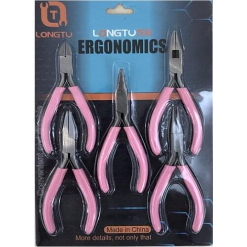 4 inch mini pliers set 5pcs 3pcs Multifunctional Pink hand pliers Jewelry DIY pointed nose pliers round nose pliers