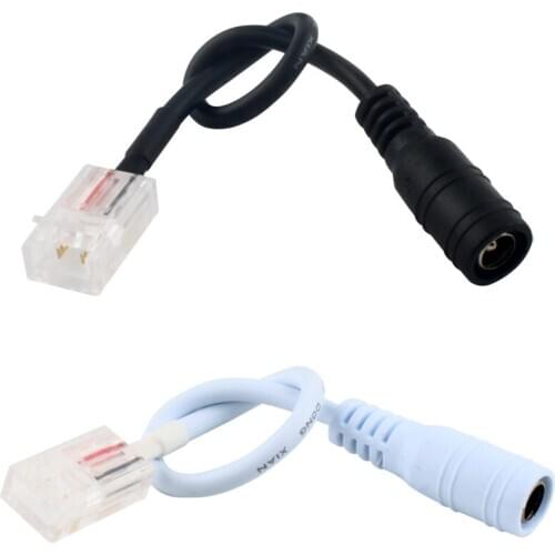 5pcs 5.5x2.1mm Plug DC Female to PCB Strip 2 Pin Cable Wire Connector 8 mm 10 mm Adapter For 3528 5050 LED Strip Light