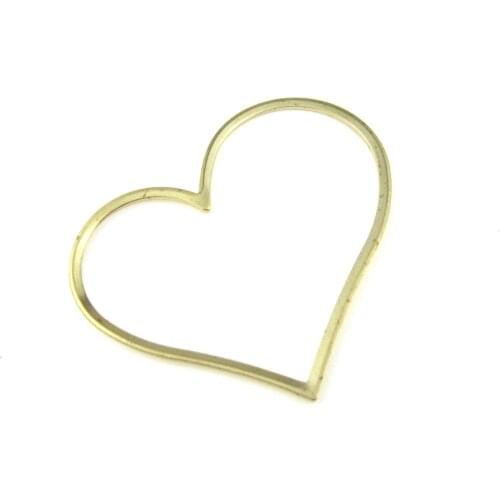 Brass earring charm Brass heart pendant 36.7x33x0.9mm Raw brass necklace findings -6pcs R1495