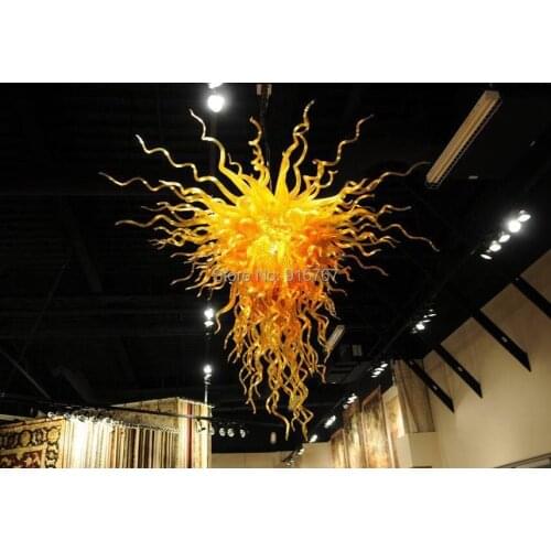 Free Shipping Office Lighting Amber Glass Commercial Chandeliers