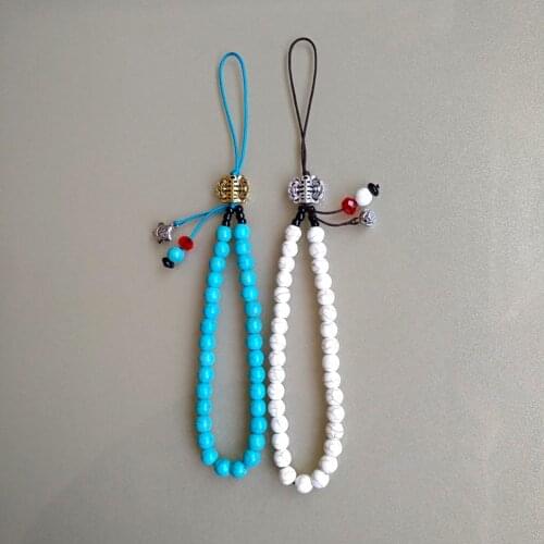 Boho Blue/white Turquoise Mobile Phone Straps Phone Charm Bead Hanging Chain For Phone Mobile Phone Accessories