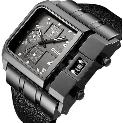 Mens Wristwatch relogio masculino Big Square Size Watches Men Luxury Brand Sport Male Quartz Watches Wide PU Leather Clock