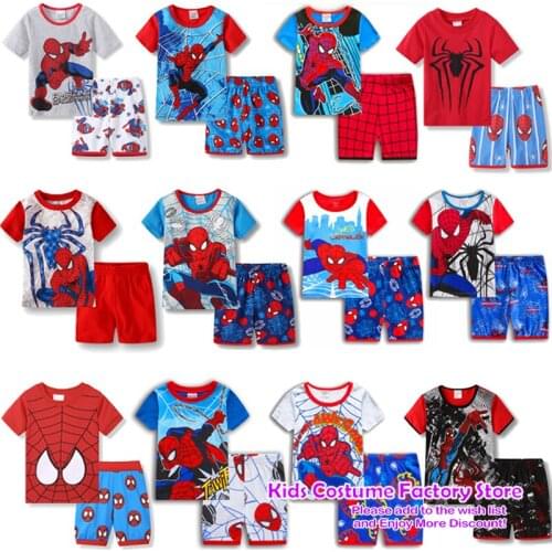 Childrens Pajamas Summer Short-Sleeved T-Shirt + Shorts Sports Set Kids Pyjamas Boys Girls Baby Sleepwear 2-7T