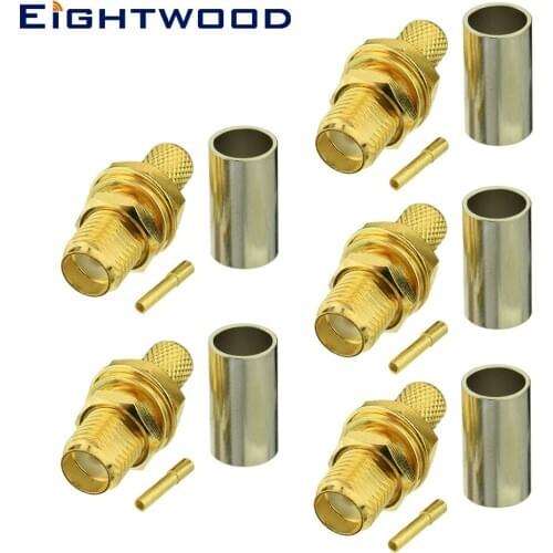 Eightwood RF Coaxial SMA Straight Bulkhead Jack Connector 50 Ohm Gold Plate Crimp for RG58 LMR195 RG400 RG142 Cable Converter