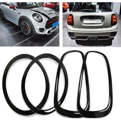 For Mini Cooper F55 F56 F57 2014-2020 Glossy Black Front & Rear Lamp Cover Frame Trim Exterior Headlight Taillight Stickers Kit