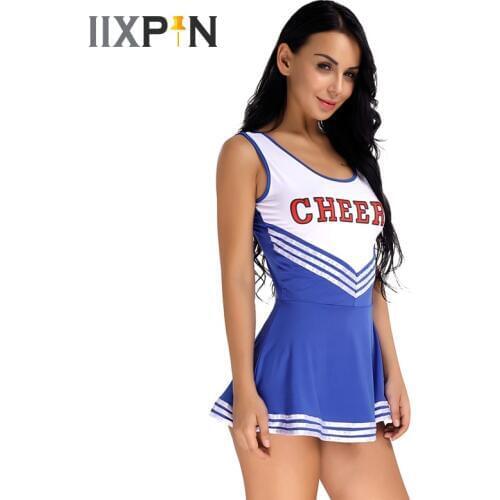 IIXPIN Sexy schoolgirl cosplay costume Cheerleader Uniform Fancy Mini Dress Costume Outfits Womens School Girls Musical Uniform