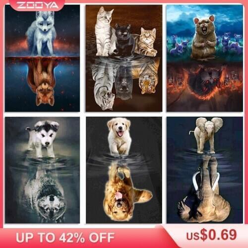 Full Drill Square 5D Diamond Painting Animals Diamond Embroidery Full Set Diamond mosaic Sale Cross Stitch Home Decoration ZH006