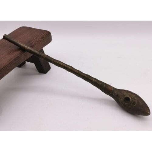 China archaize brass bamboo shape pipe crafts statue