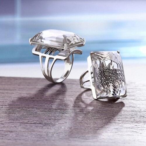 Pure Sterling Silver Jewelry 925 Ring Natural Crystal Party Midi Rings For Women Gemstone Elegant Fashion Jewelry 2020 New