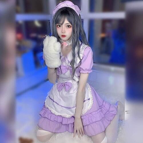 Cosplay Purple Loilita Maid Suit Super Cute and Cute Japanese Womens Dress Apron Lolita Cosplay Costume New