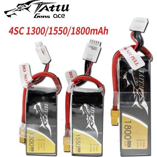 TATTU LiPo Battery 45C 4S 14.8V 1300mah 1550mah 1800mah with XT60 Plug for RC Helicopter Quadrocopter Drone FPV RC Battery