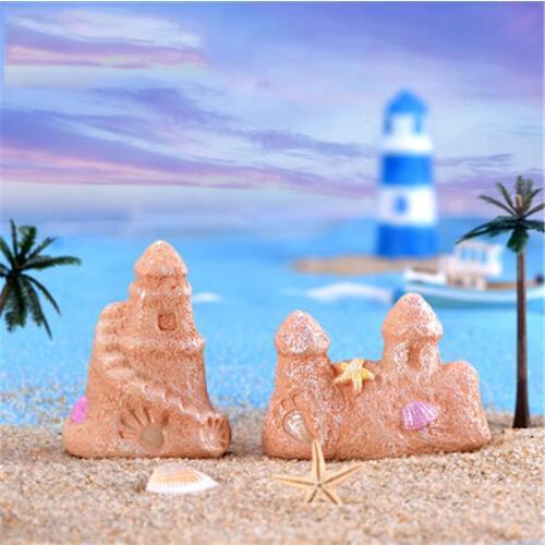 ZOCDOU 1 Piece Mini Summer Sandy Beach Bucket Sand Sculpture Ornament Small Statue Little Figurine Crafts House Decoration