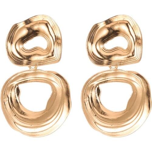 Fashion Exaggerated Retro Irregular Metal grain Pendant Earrings For Women Vintage Geometric Alloy Stud Jewelry Wholesale