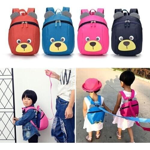 Fashion Children Backpack Anti-lost Canvas Bag Cartoon Animal Bear Pattern Kindergarten Kids Baby School Bags NYZ Shop