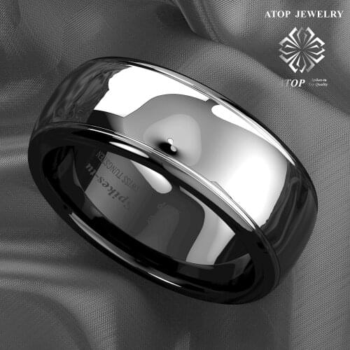 8mm Dome Black Tungsten Carbide Ring Mens Wedding Band Bridal Jewelry Size 6-13 Free Shipping