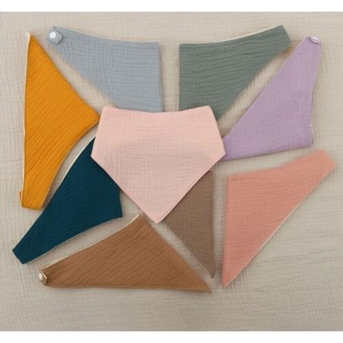 1 Pc Baby Infant Cotton Bib Newborn Double Sided Solid Color Triangle Scarf Feeding Saliva Towel Bandana Burp Cloth Boy Girl