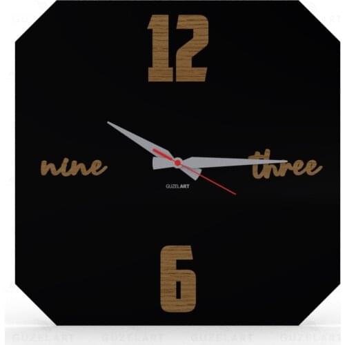 GuzelArt Meftun Wall Clock Modern Design Living Room Decoration Wooden Home Decoration Accessories Wall Decor Black
