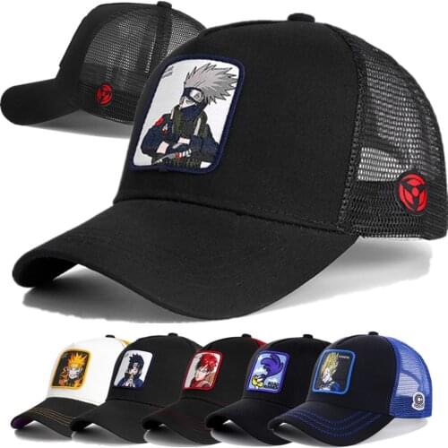 Newest Naruto & Dragon Ball Anime Trucker Hat KAKASHI Patch Snapback Hat Curved Brim Baseball Cap Gorras Casquette Dropshipping