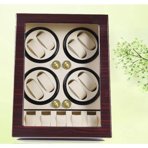 2016 New Wooden 8 Rotors Silent watch winder box, Leather & Wooden Watch Winder Box for 8 + 5 Storage Display Case Box black
