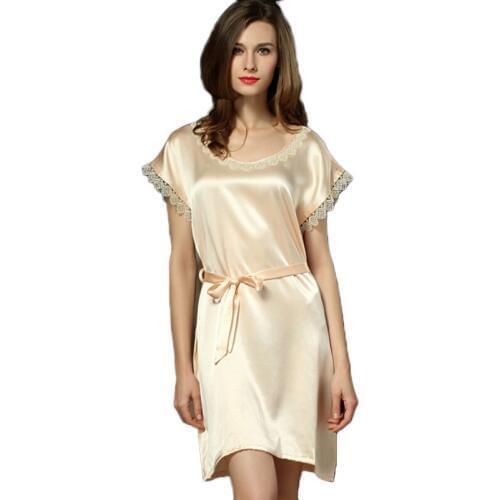 2016 New 100% Natural Silk Sexy Sleepwear Female Plus Size Womens Summer Brand Designer Nightgown Spaghetti Underwear iT317