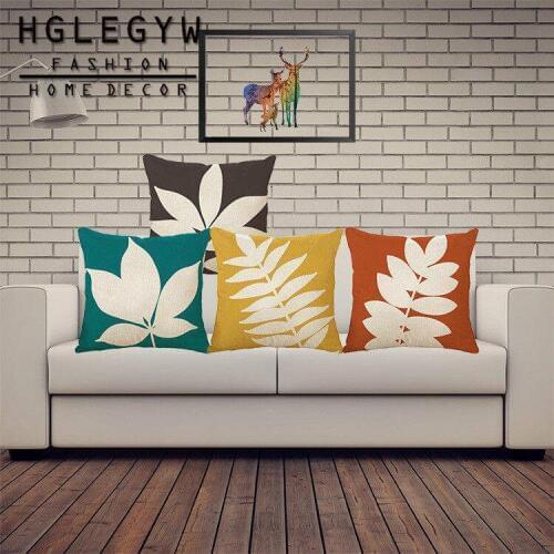 Pure Color Plants Pillow Case Throw Pillowcase Cotton Linen Printed Pillow Covers For Office Home Textile