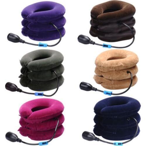Solid Color Cervical Collar Neck Relief Traction Brace Support Stretcher Inflatable Comfort Inflatable Pillow