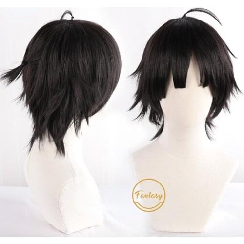 Anime Time Agent DEVIL GAME LINK CLICK Cheng Xiaoshi Wig Short Black Heat Resistant Synthetic Hair Hallowen Party+ Free Wig Cap