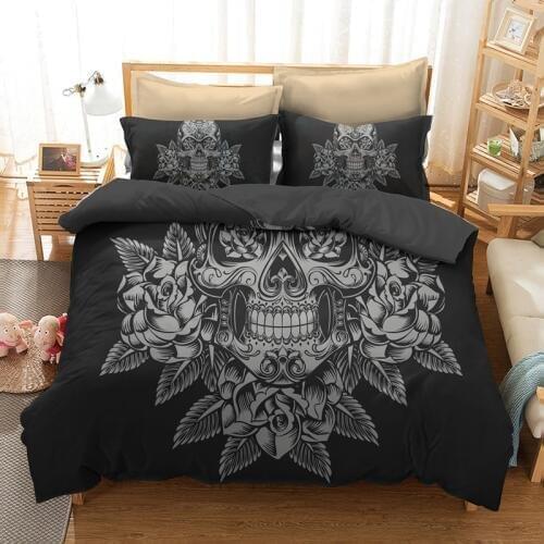 Fanaijia 3d skull Bedding Sets for queen Size Flowers sugar skull duvet cover with pillowcase king Bed Digital Printing bedline