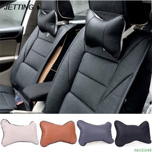 1pcs Neck Pillow Auto Seat Cover Head Neck Rest Cushion PU leather Car Headrest Headrest Pillow Automobiles Accessories