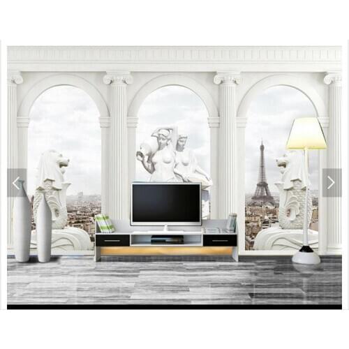 Custom photo wallpapers 3d TV wall paper murals European cylindrical stone TV background wall papers for living room decoration